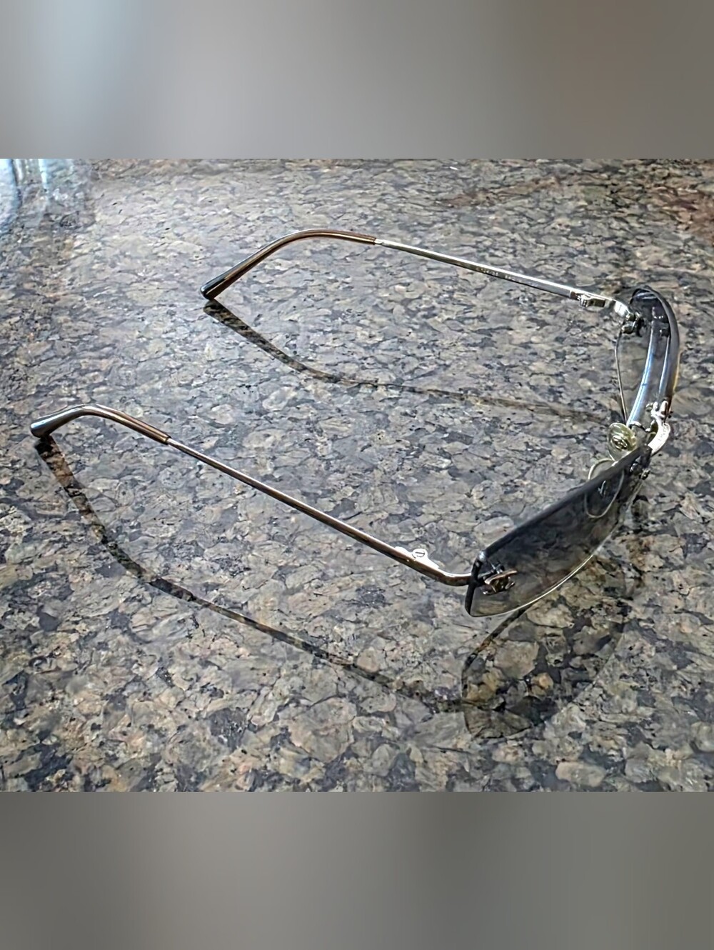 Chanel 4002 Women’s Rimless Sunglasses Silver Metal Frame Brown Lenses 54-19-130